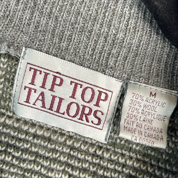 VINTAGE 90s Mens Wool Blend Tip Top FairIsle Style Polo Collar Sweater Grey M - Picture 8 of 11